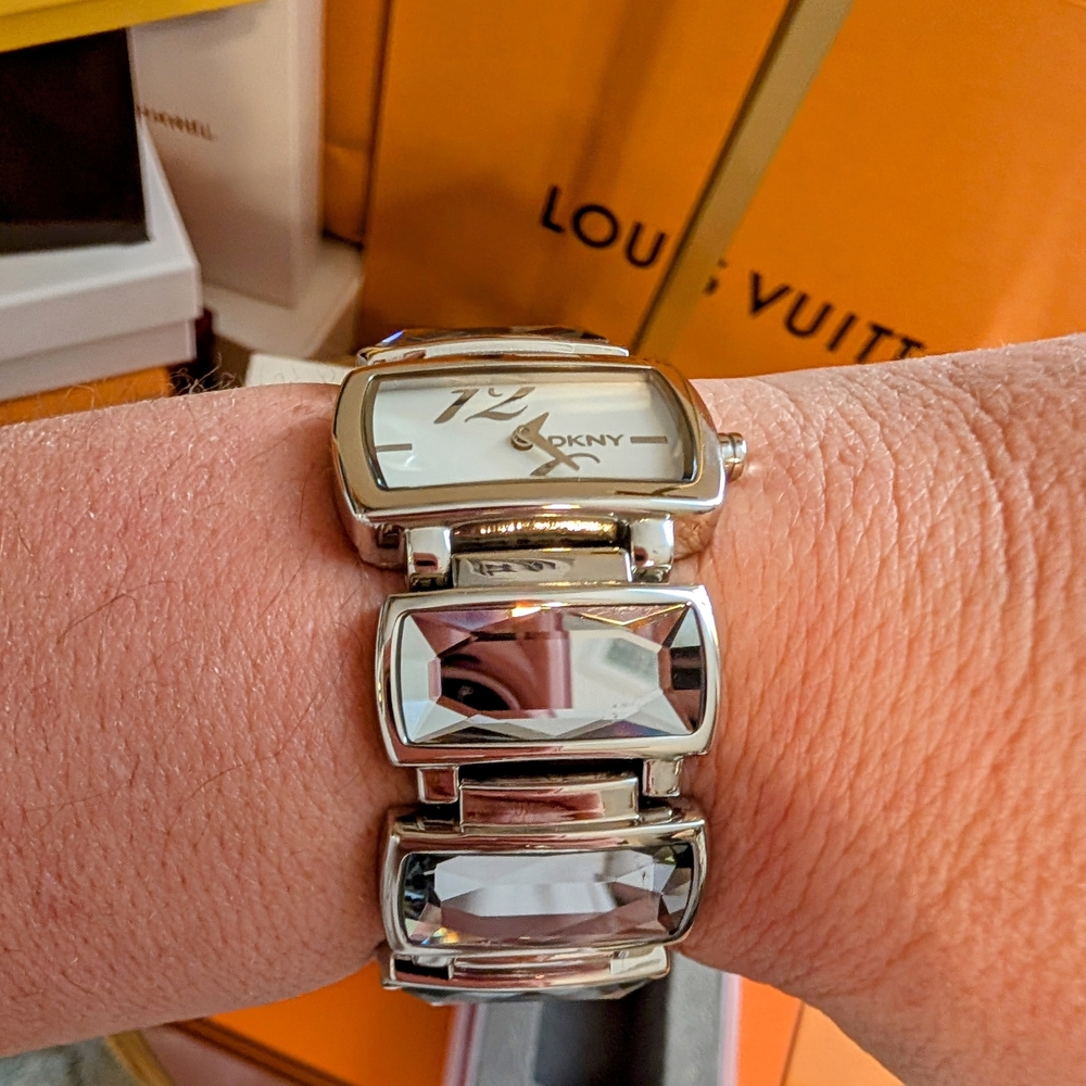 Dkny Silver Watch With Rectangular Face - image 8